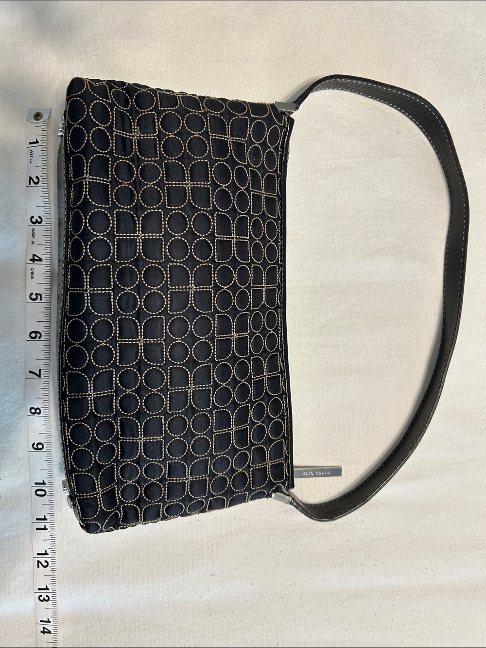 Vintage Kate Spade Black Geometric Stitch Small Shoulder/Hand Bag